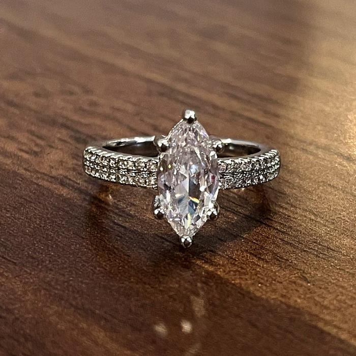 Bague Femme Argent 925 Réglable Avec Zirconium Cubique - Design Double Rang Torsadé, Alliance, Fiançailles, Cadeau élégant - 5