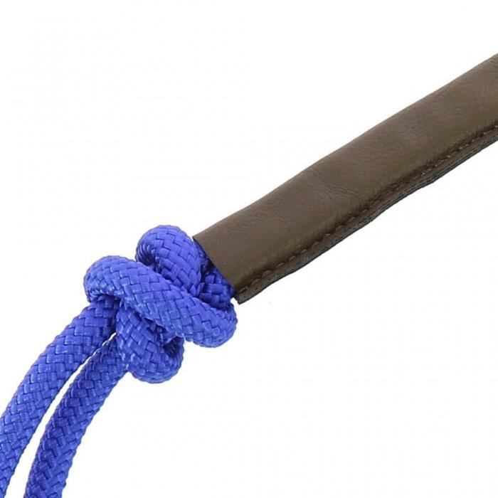 Muserolle Ajustable Tressée Avec Perles - Nylon Bleu/orange - Taille Cheval - Neuve