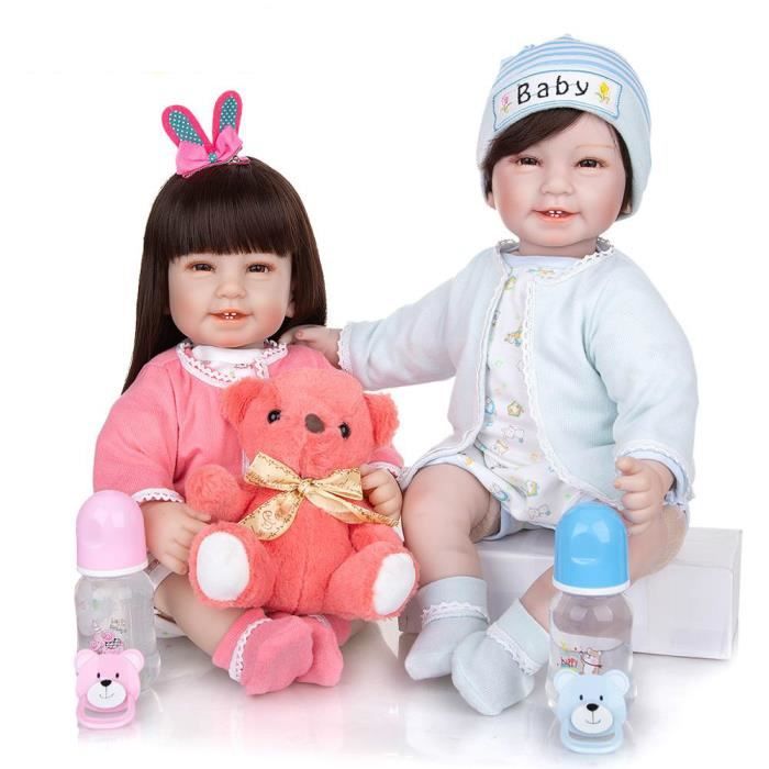 2pcs 22 Pouces Reborn Poupees Bebes Jumeaux Realiste Tissu Corps Educatif Nouveau Ne Bebe Poupee Jouet Pour Garcon Enfant Palymate Cdiscount Jeux Jouets