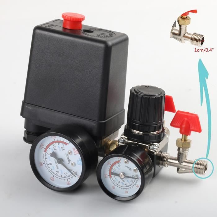 Compresseur d'air - Régulateur de vanne de régulation de manomètre avec  manomètres pour compresseur
