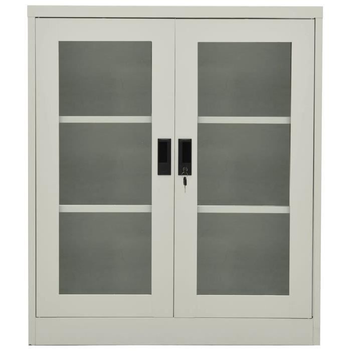 armoire de bureau moderne star®2632 - ovonni - gris clair - 90x40x105 cm - acier
