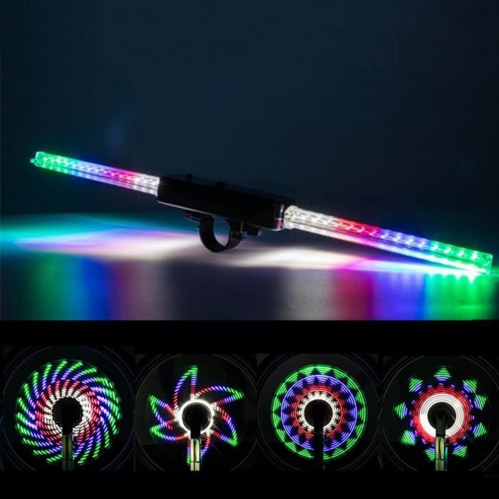 Qqmora lumières pour rayons de roue de vélo Lumières de rayons de roue de sport accessoires Carte de charge USB modèle 30 variable