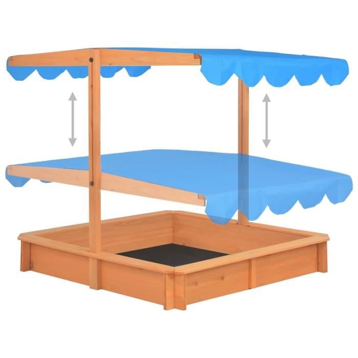 QLS Bac à sable bois 150cm 11296 avec bancs et toit vert imprégné