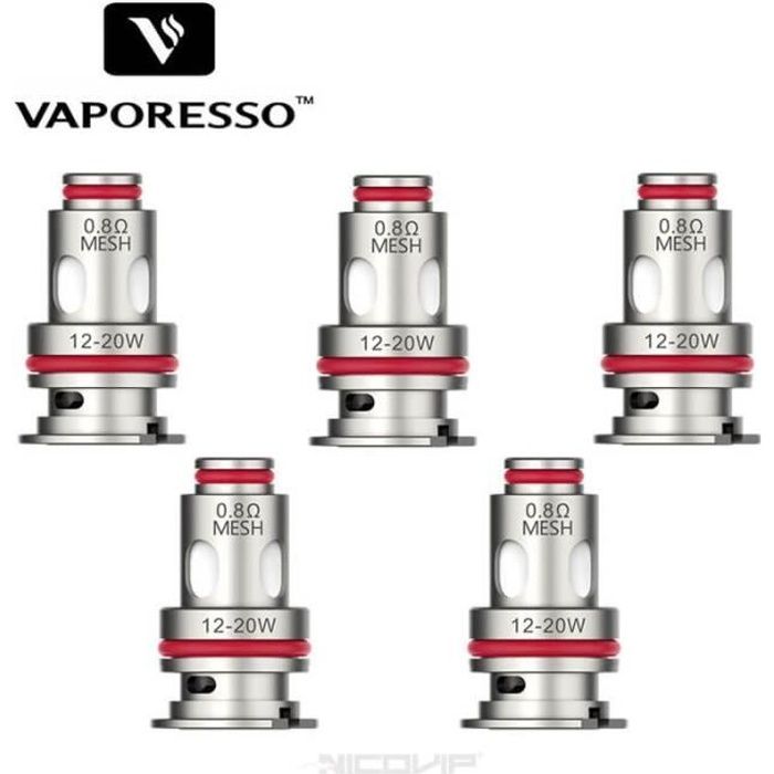 Pack De 5 Rsistances Vaporesso GTX-2 - 0.2 Ohm - Mesh Kanthal - Pour  Target PM80, Swag PX80 - 45-60W Resistance Pour Pod Target PM80