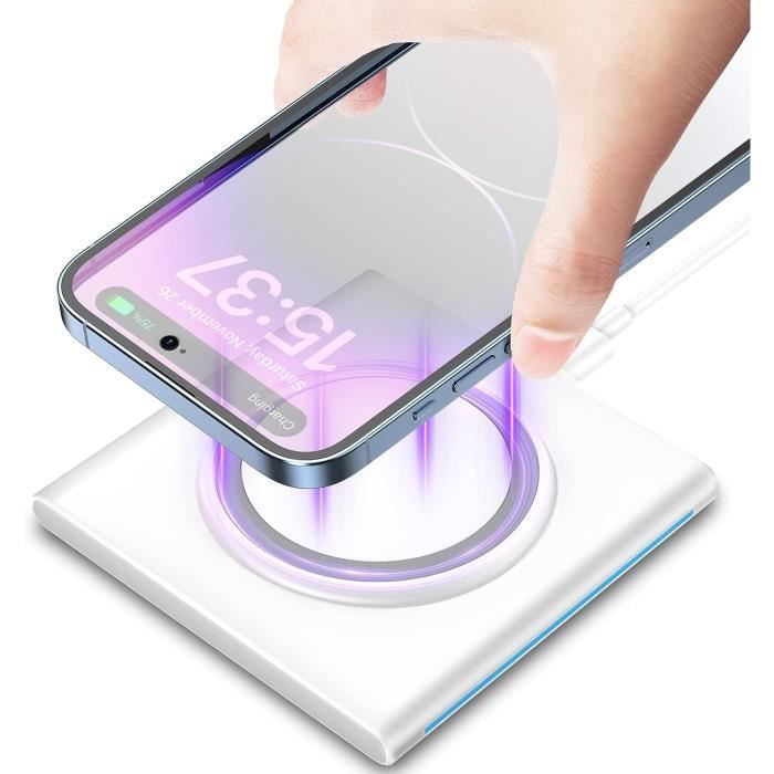 Chargeur Sans Fil 15W – Support Rapide – Pour IPhone Et Samsung – Noir