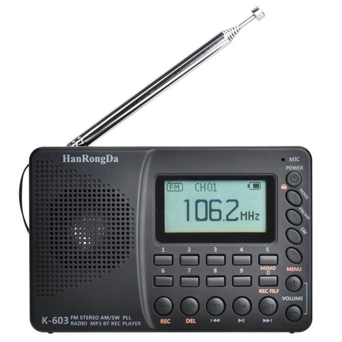 HanRongDa K-603 Radio Pleine Bande Bluetooth FM AM SW Radios de Poche ...