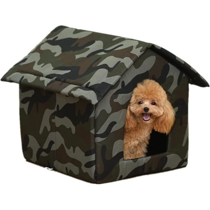 Niche Pour Chat D'Extérieur Hiver - Imperméable, Isolée, Avec Rideau Et Piquets - Pliable - Taille M (jusqu'à 7,5 Kg)