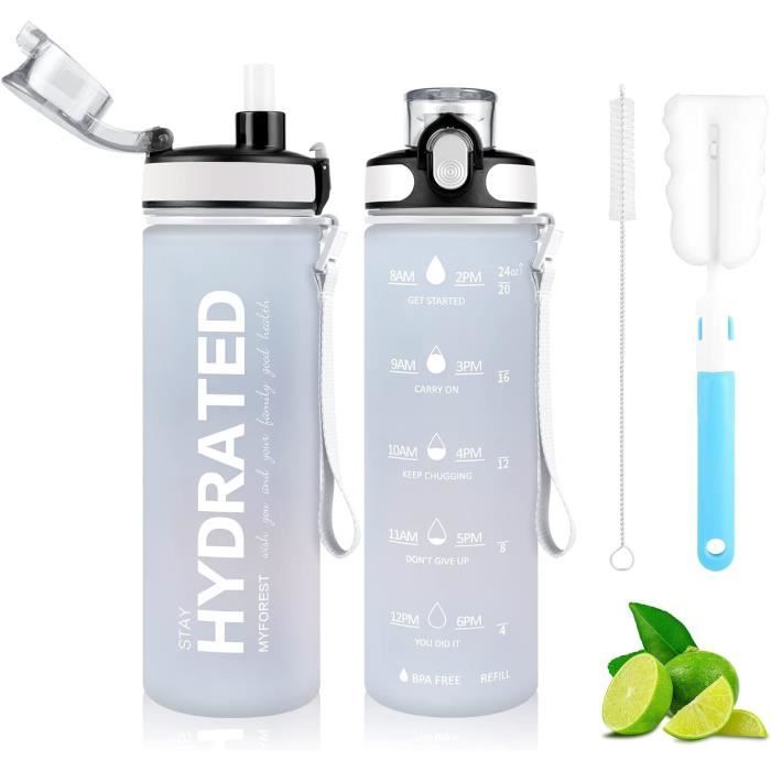 Gourde Sport 3L Avec Paille - Motivante, Sans BPA - Pour Vélo, Gym, Rando - GLEKGLEK