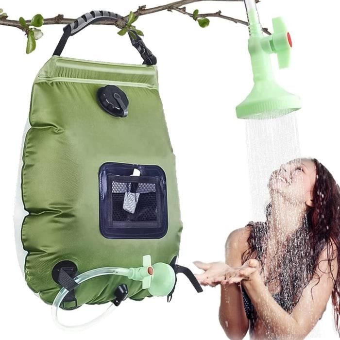 Sac De Douche Solaire ASANMU – 20L, Chauffe à 45°C En 3h, PVC Souple, Indicateur De Température, Pommeau Inclus – Pour Camping, Rando, Plage