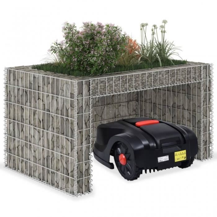 Lit surélevé cube à gabion Fil dacier 110x80x60 cm
