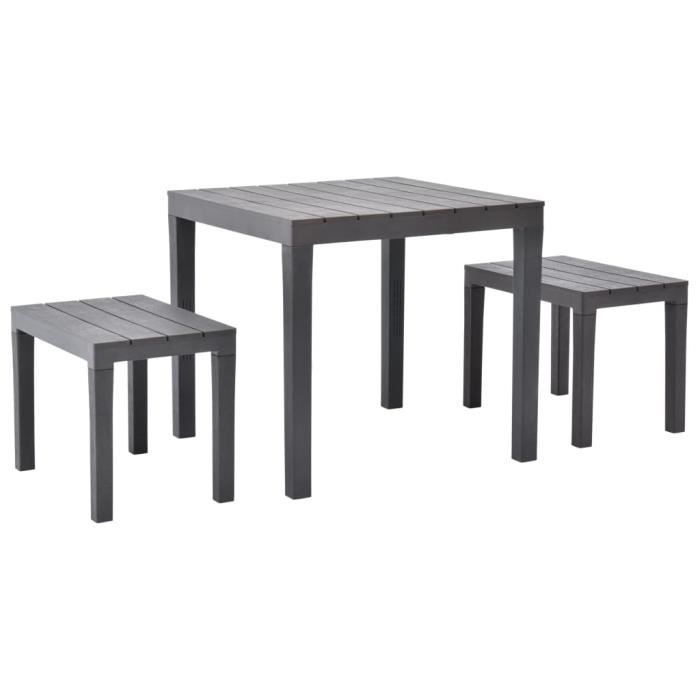 VIDAXL Table de jardin avec 2 bancs - vue 2