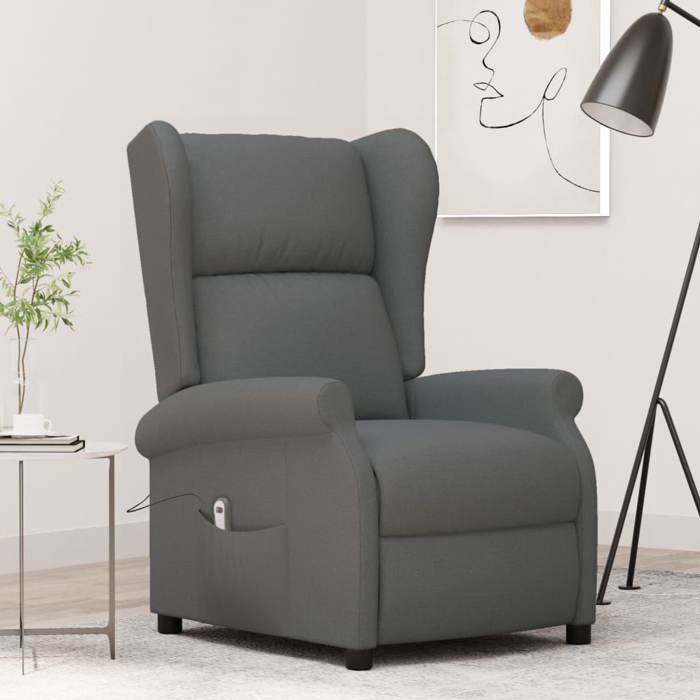 vidaXL Fauteuil inclinable électrique à oreilles gris foncé tissu 3098320