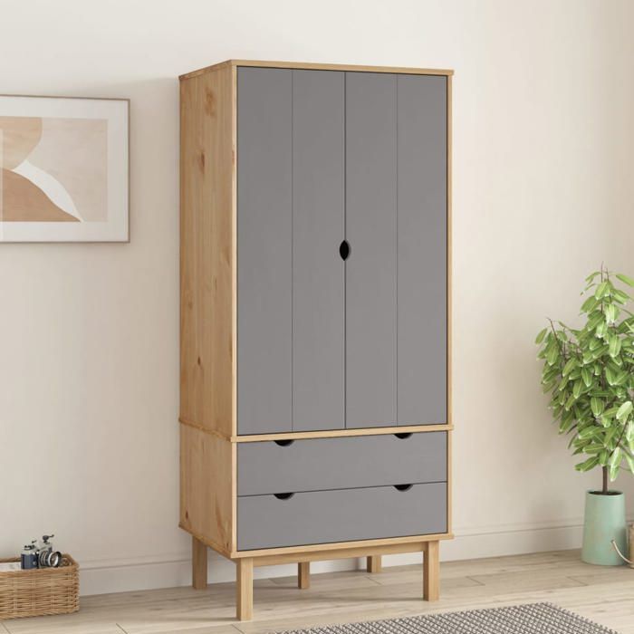 vidaXL Garde-robe OTTA Marron et gris 765x53x172 cm Bois massif pin 348589