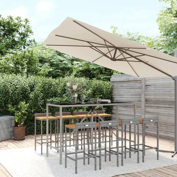 vidaXL Ensemble de bar jardin 9 pcs Résine tressée