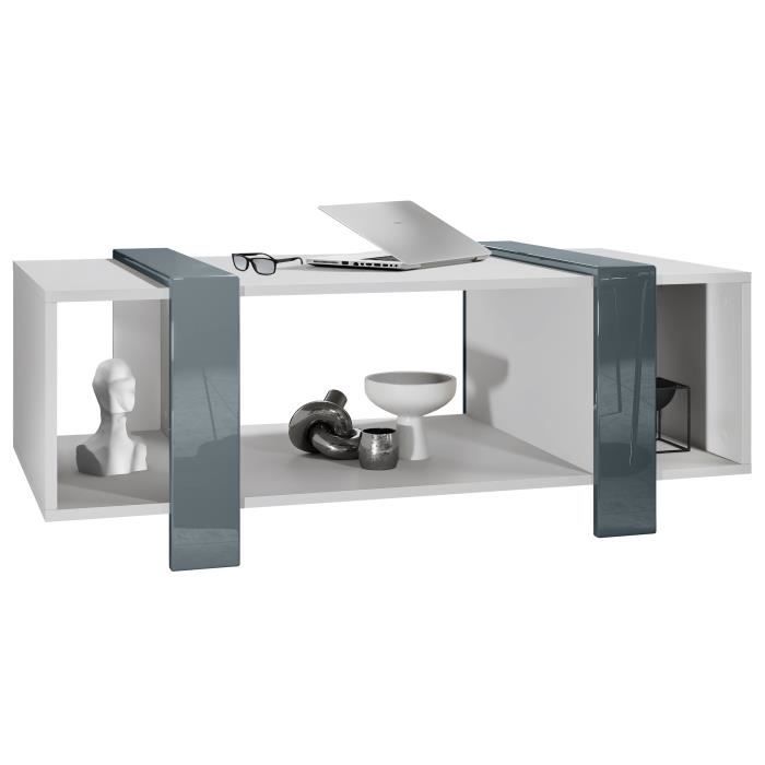 Vladon Table basse Ida Table de salon caisson en blanc mat façades en Gris haute brillance Vladon Table basse Ida Table de salon caisson en blanc mat façades en Gris haute brillance
