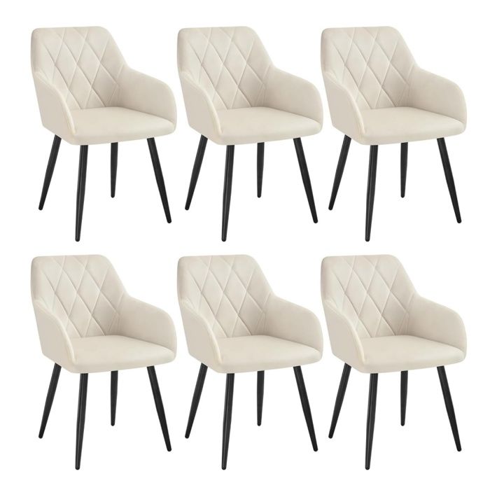6x chaise de salle à manger Malmö T633, fauteuil, design rétro des années 50 ~ tissu, crème/gris