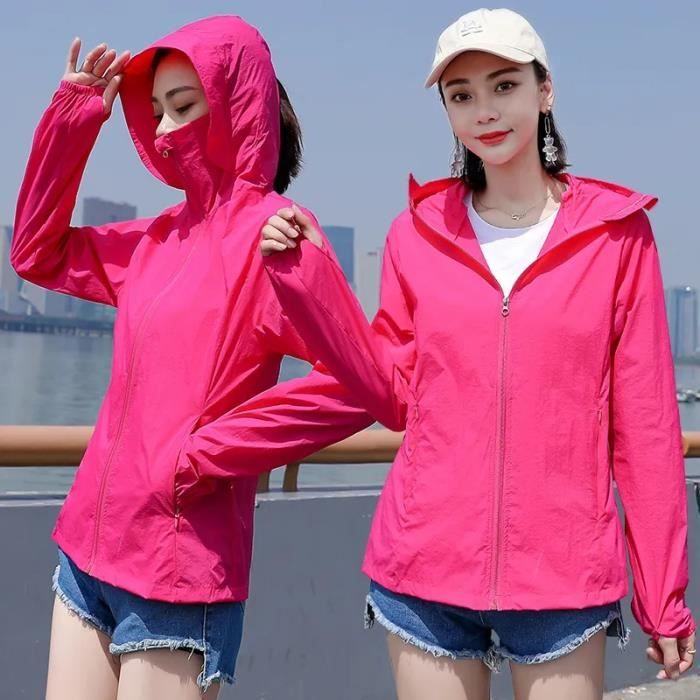 Rose Red L Vêtements de protection solaire UV pour femmes manteau fin à  capuche manches longues veste de p,PROTECTION SOLAIRE CORPS - Cdiscount Au  quotidien