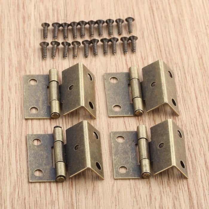 CHARNIERE,Bronze4Pcs 251512Charnière de porte de placard 25x15x12mm, 4 pièces, boîtes à