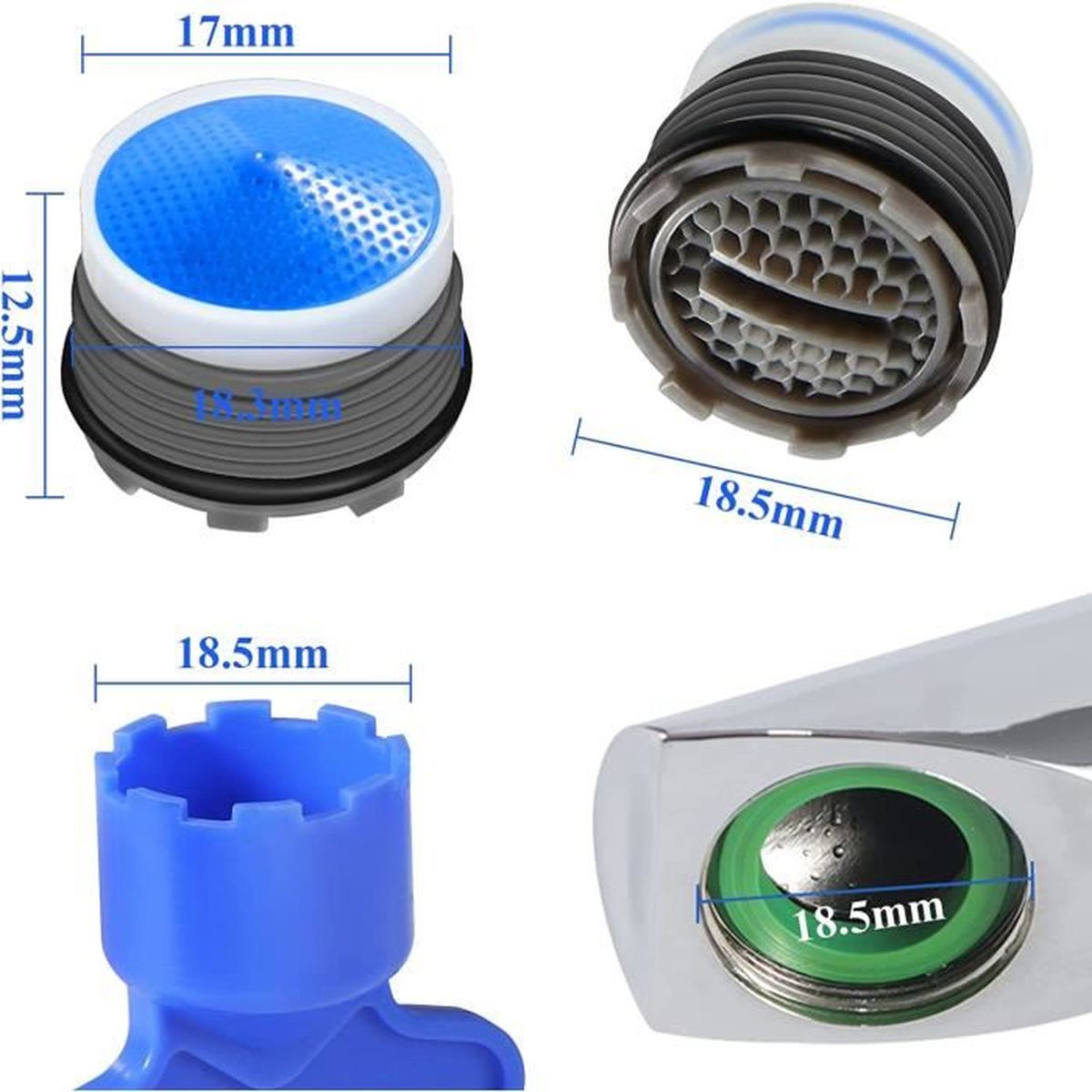 BLUE)Aérateur de robinet Clé d'installation détachée Kit de réparation en  plastique Outil de remplacement Clé pour aérateur de robi - Cdiscount Maison