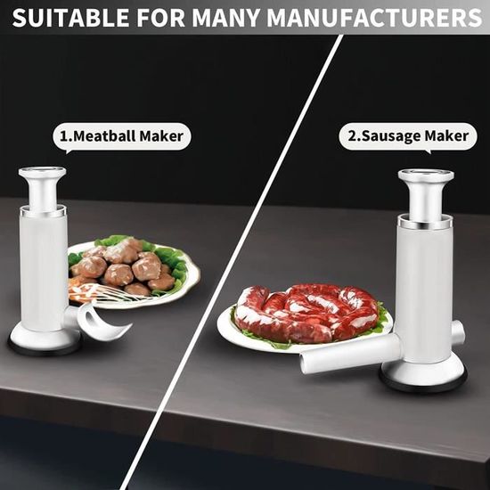 Poussoir à Saucisses Manuel 2-en-1 - Machine à Farcir Inox Avec 4 Tubes - Parfait Pour Saucisses Maison Et Boulettes