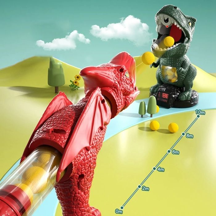 Bamboohart Jouets de Tir Dinosaure avec Pompe à Air Lanceur Cible Mobile Jeux de Tir pour 4 5 6 7 8 Ans avec Balles en Mousse LED Score Enregistrer Effet de Pulvérisation