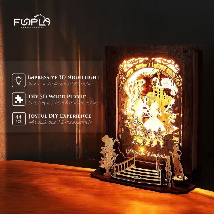 Puzzle 3D En Bois 'Ville Lunaire' Avec LED - Maquette à Construire, Décoration Intérieure Et Cadeau Créatif