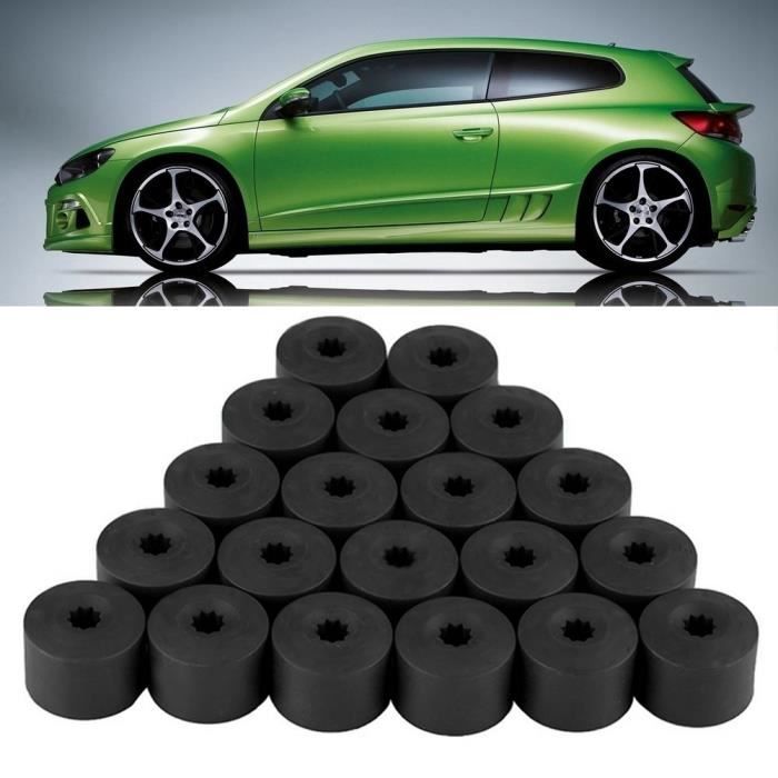 20 Cache-écrous Noirs 17 Mm - Pour Jantes Voiture - Avec Outil De Retrait - Protection Anti-rouille, Universel