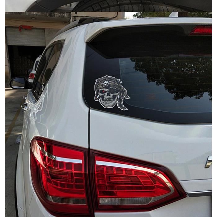 Autocollant Drapeau Danemark Résine 3D Relief Crâne Voiture Moto Skull