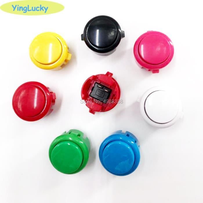 ACOLY Lot de 6 boutons poussoirs d'arcade 30 mm, pour OBSN-30, OBSF-30, OBSC-30 (noir, bleu, rouge