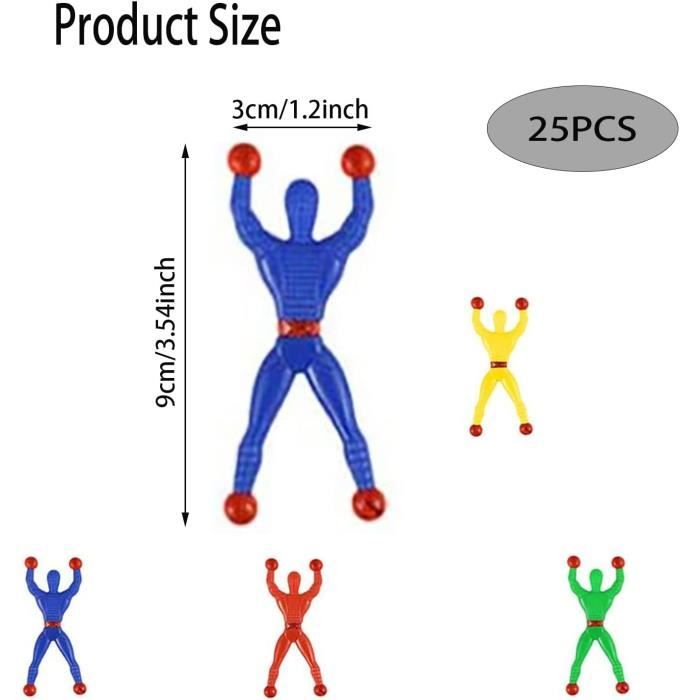 2 Figurines Acrobates Grimpeurs - Autocollants Mains Collantes - Pour Vitres, Murs - Jeu Ludique