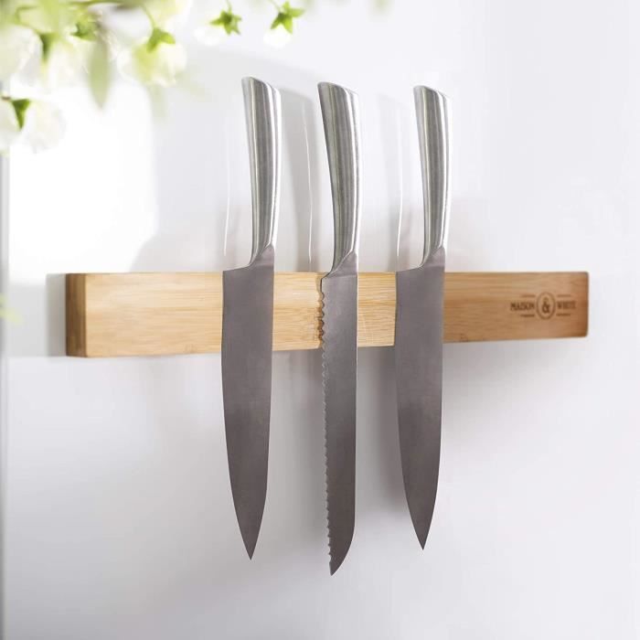Barre à couteaux magnétique en bambou porte-couteau mural porte-couteau en  bois porte-couteau magnétique support d'ustensiles - Cdiscount Maison