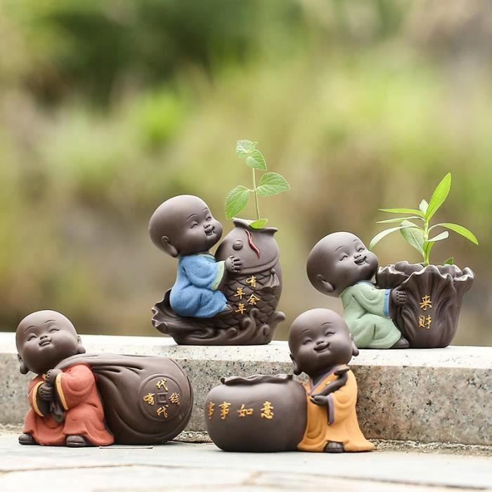 Figurines de pot de fleur de poupée en céramique peint à la main