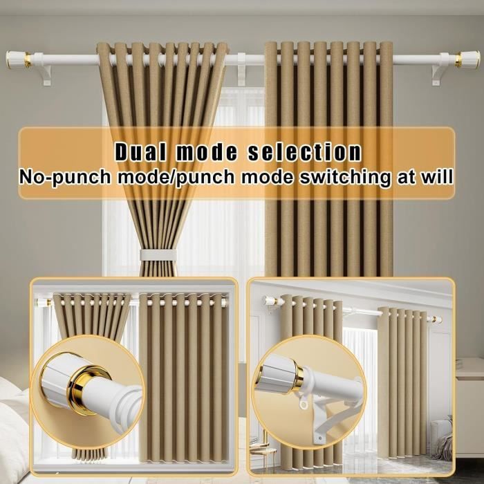 Tringle Rideau Extensible sans percage (70-120cm,3pcs),Barre Rideau Tringle Rideau Extensible sans percage (70-120cm,3pcs),Barre Rideau