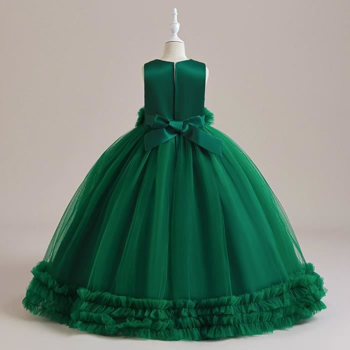 Robe De Soirée Longue Pour Fille 8-12 Ans - Élégante, Taille Cintrée, Col V, Volants, Printemps/été Robe Cérémonie Fille
