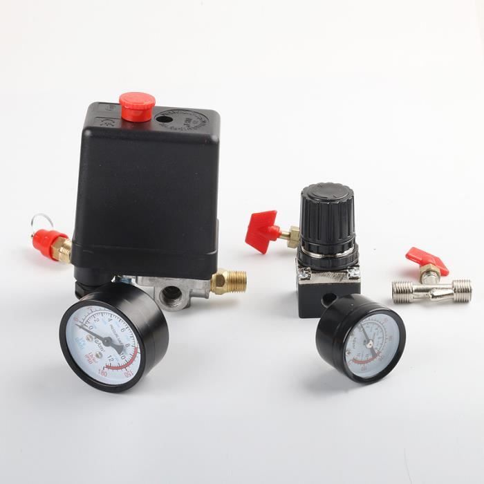 Valve Pressostat Compresseur Air - Régulateur Pression 0.05-1.2 MPa - Débit 3000 L/min - Joint V étanche