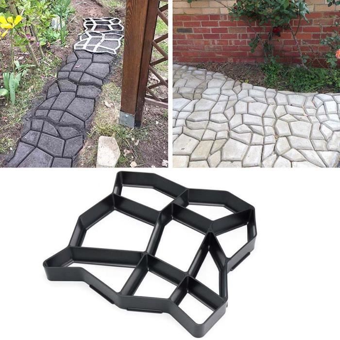 Moule Hexagonal Béton Pour Allées - Tremplin Jardin Réutilisable - Motif Pierres Empilées - ABS Durable - 9