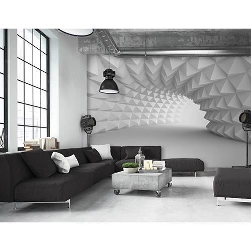 Papier Peint Intissé 3D Tunnel noir 416x254 cm Abstraction Salon Photo ...