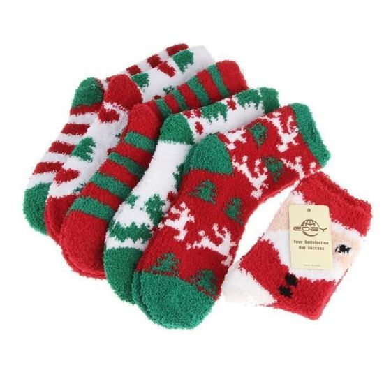 3 Paires De Chaussettes De Noël,Chaussettes Thermiques Pour Femmes,Chaussettes Chaudes épaisses D'hiver,Jolies Chaussettes à Thème De Noël,Noël Peluche Fete Cadeau Pour La Famille Et Les Amis (C