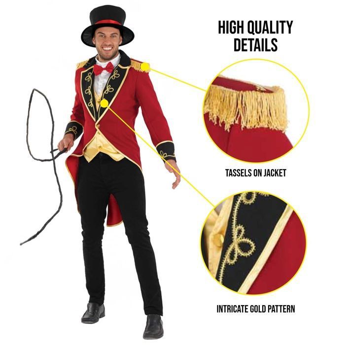 Costume Cirque Homme Monsieur Loyal Fun Shack - Veste Queue De Pie Rouge + Haut-de-Forme