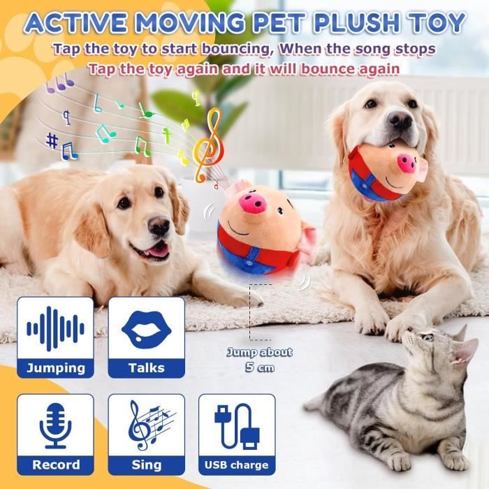 Jouet Chien Interactif, 2025 Jouet Pour Chien, Jouet De Balle Rebondissante Pour Chiens, Balle Interactive Pour Chien, Active Moving Pet Plush Toy, Jouet Amusant Parlant Et Répétitif (#03