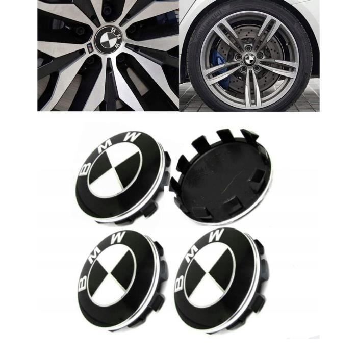 Lot De 4 Cache-Moyeux Universels Argentés 68mm - Compatible Jantes BMW Et Alliage