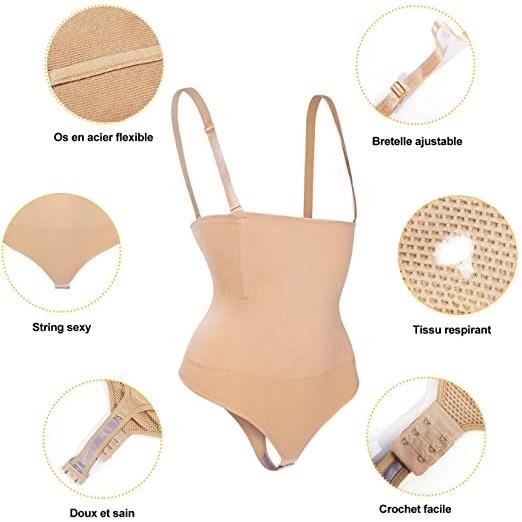 Body Gainant Femme Shapewear - Ventre Plat, Sculptant, Invisible Sous Les Vêtements - Noir