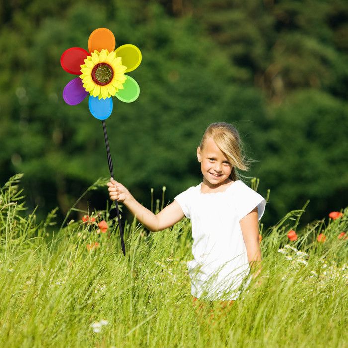 6 Moulins à Vent Jardin 14 Cm - Jouets Colorés Pour Enfants - Décoration Balcon Pelouse Fête