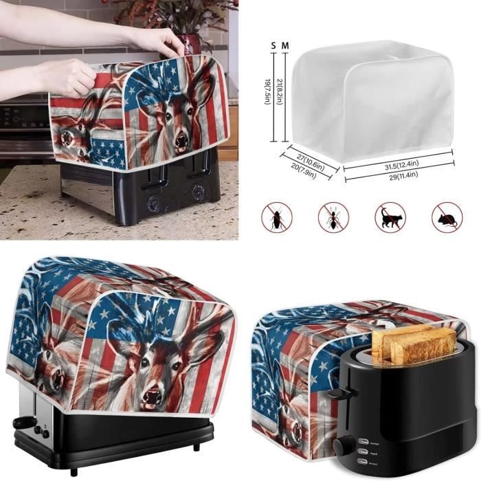 Kuiaobaty Housse de protection pour grille-pain 2 tranches de fleurs colorées pour machine à pain 29,2 x 20,3 x 20,3 cm, protecteur lavable