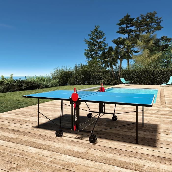 Table Tennis de Table Table Ping Pong Compacte Usage extérieur Bleu et noir