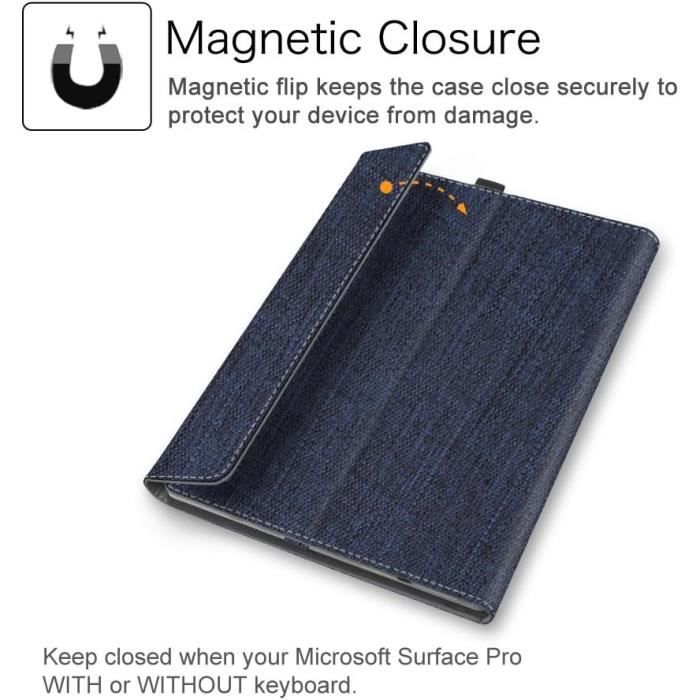 Housse étui En Cuir PU Pour Microsoft Surface Pro 12 (12 Pouces) - Coque Protectrice Avec Support Réglable, Protection Multi-angle - Gris