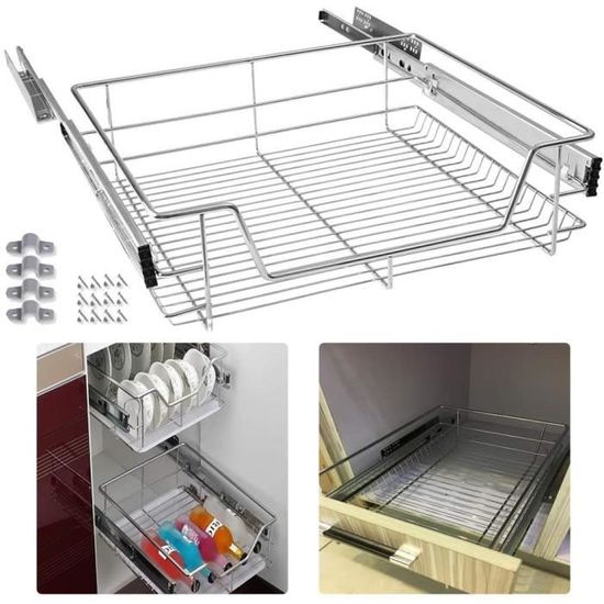 Panier de Rangement Coulissant en INOX pour Placard - Tiroir Téléscopique de Cuisine Tiroir Télescopique- Panier de Rangement Coulissant Cuisine (57 x 14 x 44 cm/1) - Ameublement Panier de Rangement Coulissant en INOX pour Placard - Tiroir Téléscopique de Cuisine Tiroir Télescopique- Panier de Rangement Coulissant Cuisine (57 x 14 x 44 cm/1) - Ameublement