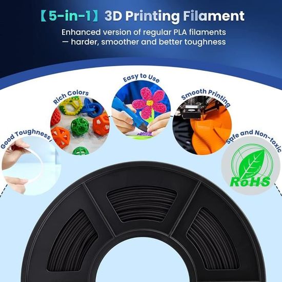 SUNLU PLA PLUS-PLA+ FilamentA pour imprimante 3D, 1,75mm, Rouge