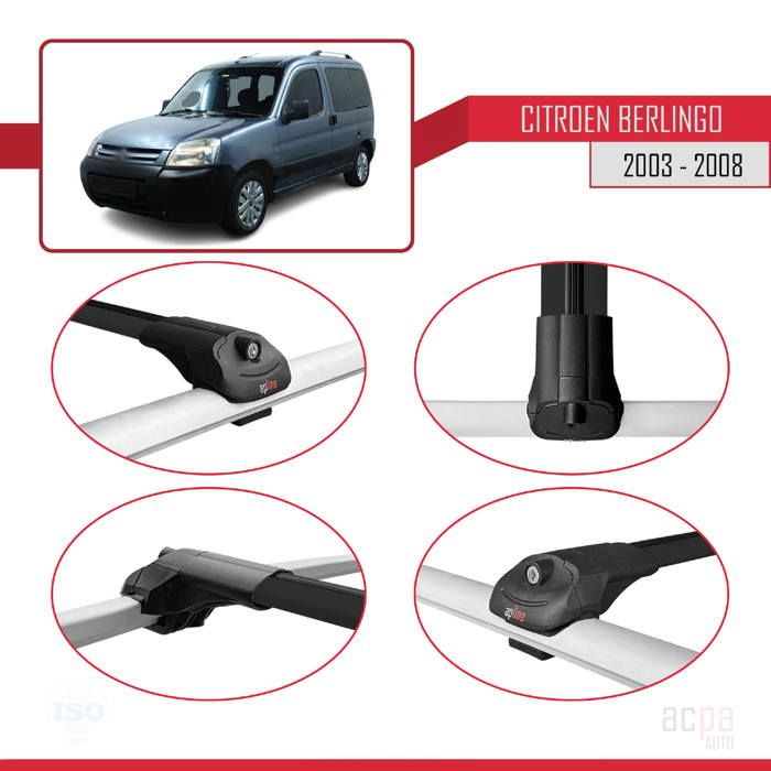 Barres De Toit ACPA AUTO Pour Citroën Berlingo 2019-2023 - ACE-3 Aluminium Noir - Porte-bagages Voiture