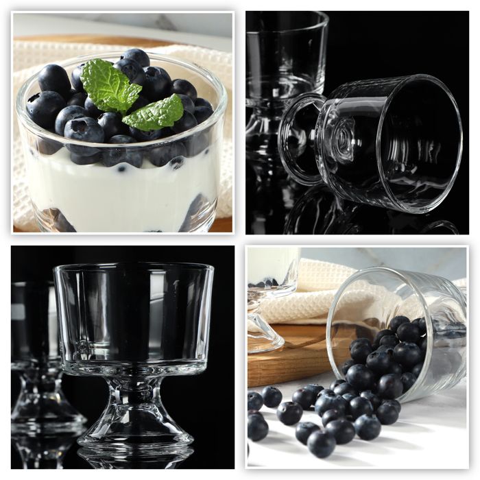Lot De 6 Coupes à Dessert En Verre Noir – Fabrication Française – Hauteur 12 Cm, Diamètre 9 Cm